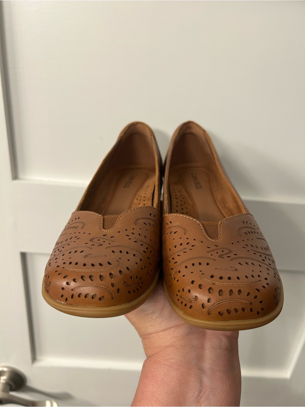 Cobb Hill brown leather perforated loafers Size 6.5 New - Picture 4 of 10